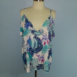 COPY - Mudd Shirt Top M Tropical Floral Beach Whi…